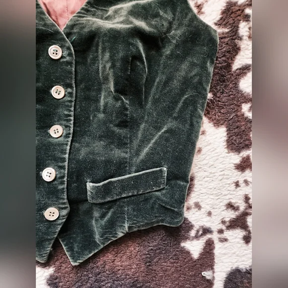 "JONES NEW YORK" WOME'S 80'S/90'S VELOUR VEST - GREEN MOSS - Picture 2 of 4